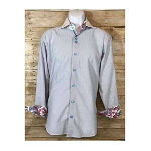 Bertigo Mens Button Down Dress Shirt Size Large